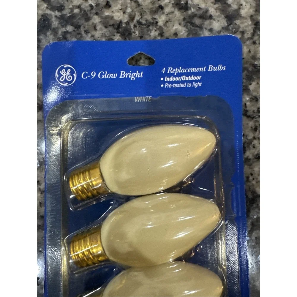 NEW GE C-9‎ Replacement Bulb White Halloween, Christmas  4 Pack